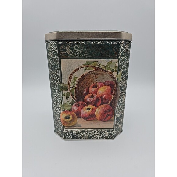Vintage Hexagon Shaped Cookie Candy Storage Tin with Fruit Design - Picture 3 of 12